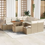 Trädgårdsoffset Set om 9 Beige Poly rotting 4-sits utomhussoffa