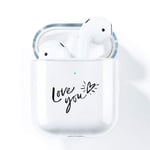 AKABEILA AirPods Case Cover, Compatible for Apple AirPods 2nd Generation Cases Silicone Clear With Design AirPods 2nd Gen [Front LED Visible & Wireless Charging Case] Women Transparent Cute,I Love You