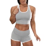 Women Gym Set Workout Sports Wear Yoga Suit Gray M
