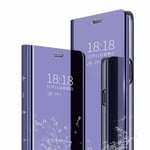 Boleyi Mirror Case for Xiaomi Redmi 9C, Mirror Plating Flip Case With sleep/wake function, Folding Kickstand Stand, Flip Shockproof Case for Xiaomi Redmi 9C -Purple