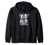 Miniature Schnauzer Dog Mexico Flag Sunglasses Zip Hoodie