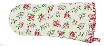 Oven Glove Belle UK Textiles Cream With Floral Pattern 100% Cotton
