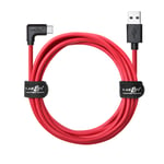 JuicEBitz [1.5m, Red USB A to ANGLED Type C 3A, FAST Charger Cable for Samsung Galaxy A72, A52, A42, A32, A12, S10, S9, A71, A51, A50, A40, Note9, Tab S6, Nintendo Switch, Sony, Nokia, LG
