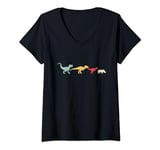 Womens Dinosaur Rhino Evolution Fun Paleontology V-Neck T-Shirt
