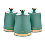 Tower T826131JDE Cavaletto Set of 3 Storage Canisters for Coffee/Sugar/Tea, Steel, Jade Green and Champagne Gold