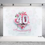 Pink flowers 40th anniversary photo background vinyl background props for photography lovers Valentine's Day birthday photo booth 2.1x1.5m