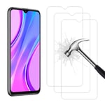 AHABIPERS Tempered Glass for Xiaomi Redmi 9/Redmi 9A/Redmi 9C Screen Protector, 9H Hardness, Easy Bubble-Free Installation, 99.99% HD Clarity Tempered Glass Protector for Redmi 9/9A/9C - 3 Pack