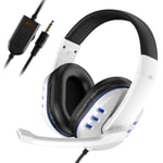 LED Light Gaming Over Ear Headset Gamer casque Deep Bass Game Headphones Écouteur pour ordinateur PC PS4 XBox audifonos gamer fones-White NO LED PS4