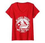 Womens Retro Alaska Cruise Family Friend and Group Vacation 2024 V-Neck T-Shirt