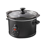Quest 35269 1.5 Litre Slow Cooker/Compact Stainless Steel / 3 Temperature Settings/Transparent Toughened Glass Lid/Dishwasher Safe Bowl/Black Colour / 120W