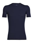 Icebreaker Men's Anatomica Short Sleeve Crewe T-Shirt - Slim Fit T-Shirt - Merino Wool Underwear - Midnight Navy, XL