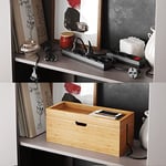 Bamboo Cable & Storage Box, Cable Management Organiser Box for Cables/Power adap