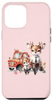 Coque pour iPhone 14 Pro Max Rose, famille de cerfs mignons se rendant au travail