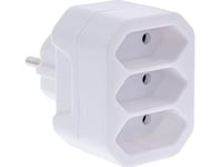 Inline Stickproppsadapter Jordad Kontakt Till 3X Euro-Uttag Vit (16471A)