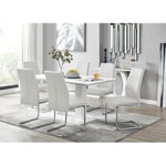 Furniturebox UK (White) Imperia White High Gloss Dining Table And 6 Lorenzo Chairs Set