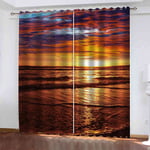 RXWZRL Blackout Curtains For Bedroom 150X270Cm 3D Sea Scenery At Dusk Pattern Living Room Eyelet Soundproof Window Treatments, Boys Bedroom Thermal Insulated Ring Top Curtains, 2 Panels
