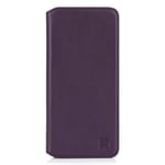32nd Classic Series 2.0 - Real Leather Book Wallet Flip Case Cover For Motorola Moto G8 Power, Real Leather Design With Card Slot, Magnetic Closure and Built In Stand - Aubergine