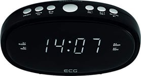 ECG RB 010 Black Radio-réveil - Tuner FM - 10 présélections - Horloge numérique/réveil - Réveil par Radio/réveil - Fonction réveil levé - Minuterie d'arrêt Noire
