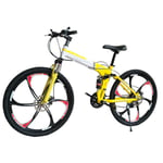 YHANS Speed Bicycle,Foldable 26In Carbon Steel Mountain Bike Tire Wear Resistance Is High Mountain Trail Bike Load Capacity 120Kg Men's/Ladies' Bike,Yellow,24 speed
