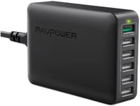 RAVpower 60W 6-Port Desktop USB Ladestation - Hvid