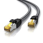 CSL - Câble réseau Gigabit Ethernet LAN - 15 m - Gaine en coton - 10 000 Mbit S - Câble patch - Câble brut S FTP Pimf - Blindage avec fiche RJ 45 - Switch routeur, modem Access Point