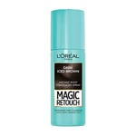 L'Oreal Magic Retouch Dark Iced Brown Temporary Instant Root Concealer Spray, Use with Home or Salon Hair Dye or Hair Colour, Ideally Conceals Grey Hair with Easy Application, 75 ml