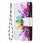 for Samsung Galaxy A91, Samsung S10 Lite Cover, Multi-Functional Flip Shockproof Slim Zipper Wallet PU Leather Phone Case with 9 Card Slots Stand Magnetic Bumper Protective Cover, Colorful Petals