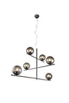 Trio, Suspension, Pure 6xE14, max.28,0 W Verre, Fumé, Corps: Métal, Antracite L:115,0cm, L:80,0cm, H:150,0cm Pivotant,IP20,Sans illuminant,Réglable en hauteur