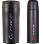Lifeventure Flip-Top Thermal Mug, Insulated & Leakproof Travel Mug, 300ml,Black & Double Walled Thermally Induced Vacuum Flask - Hot for Up to 8 Hours, Cold for 24 Hours - 500ml