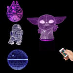 LOYALSE 3D Illusion Star Wars Night Light, 4 Pattern 16 Colors Changes Star Wars Night Lamp for Room Decor Great Birthday Gifts for Kids