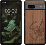 Kwmobile Wood Case Compatible with Google Pixel 7A Case - Cover - Navigational C