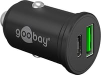 Goobay 61739 Chargeur de Voiture Double USB/Quick Charge USB 3.0 et USB-C Adaptateur Allume-Cigare avec Puissance 45 W à 12-24 V