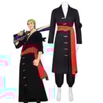 One Piece Roronoa Zoro Cosplaydräkt Piratjägare Wano Country Zoro Juurou Animekläder Mans svarta hel outfit S