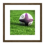 Sport Rugby Ball Field World Cup Photo 8X8 Inch Square Wooden Framed Wall Art Print Picture with Mount