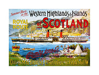 Wee Blue Coo Travel Royal Mail Steamer Scotland Glasgow UK Vintage Wall Art Print