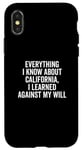 Coque pour iPhone X/XS Design humoristique « Everything I Know About California »
