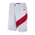 Featuring colours, logos and design details that match the authentic on-court shorts, Toronto Raptors Association Edition 2020 Nike NBA Swingman Shorts are a fan-ready favourite in arena or on street. They' re made from supple, durably knit fabric with sweat-wicking technology. Premium Fabric Double-knit mesh has lightweight feel, Dri-FIT Technology to help you stay comfortable. Authentic Team Cheer your team graphics look of what players wear court. Men's - White
