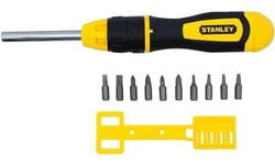 STANLEY 0-68-010 Multibit Ratchet Screwdriver + 10 Bits & STHT0-51309 16oz Fiberglass Curved Claw Hammer, 450g