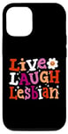 iPhone 12/12 Pro Live Laugh Lesbian Rainbow Retro Groovy LGBTQ Pride Month Case