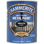 HAMMERITE Direct To Rust Metal Paint - Smooth Black - 5 Litre - 5084867