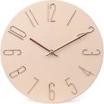 Klocka Modern väggklocka 30 cm Tyst, icke-tickande batteridriven väggklocka i trä - beige