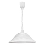 Pendant Light Height Adjust Colour White Shade Glass Alabaster Bulb E27 1x60W