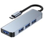 Tech-Protect 4-i-1 USB-C Multiport Hub - 4 x USB-A - Grå