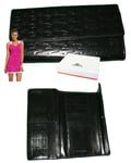New Vintage LACOSTE L13 Women's Leather PURSE WALLET Pied De Croc Slg 3 Black