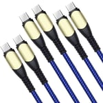 Kabelset med 3 Snabb USB-C till USB-C 60W för iPhone 16, 16 Pro, 16e, 16 Plus, iPhone 15, 15 Plus, 15 Pro Max - Nylon 1M Blå Blå
