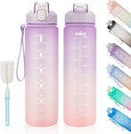 Water Bottle with Time Marker - 1L Water Bottles with Straw, Air up Water Bottle