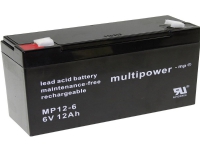 multipower PB-6-12-6,35 MP12-6 Blybatteri 6 V 12 Ah Blyfilt (B x H x D) 151 x 99 x 50 mm Plattkontakt 6,35 mm Underhållsfritt, låg självurladdning