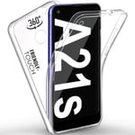 Galaxy A21S Case Cover, [Front And Back Case] [Screen Protector] [Slim] [Transparent] [Clear] TPU Bumper 360° Full Body TPU Silicone Gel For Samsung A21s Phone Case