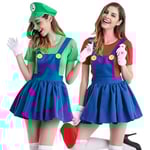 Dam Super Mario Luigi Kostym Kvinnors Halloween Maskeradklädsel Green XL
