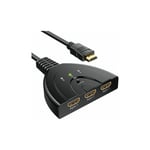 Switch 1080P, Switch HDMI 3 Ports Commutateur HDMI Sélecteur Splitter Manuel 3 Entrées à 1 Sortie HDMI Switcher Full HD1080p / 3D Pris en Charge avec Un Câble Haute Vitesse